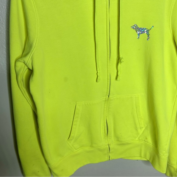 RARE PINK VICTORIA’S SECRET NEON OMBRÉ BLING FULL ZIP HOODIE - Picture 6 of 11